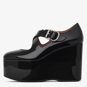 Sandalias de tacón alto con plataforma gruesa y estampado de leopardo para mujer, con tiras cruzadas, estilo retro y punta redonda, de charol. - Product Image 4