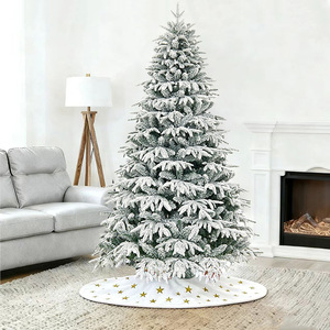 Southpeak Automatic Standing Flocked Plastic Christmas <b>Tree</b> Pre-Lit with Warm White <b>LED</b> <b>Lights</b> Snow Mixed Remote Control - Product Image 1