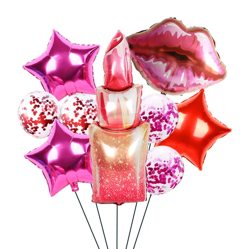 DJTSN Lip stick Kiss Me Foil Latex Confetti Balloons Helium Balloons Arrangement Wedding Party Decorations Supplies Balloons