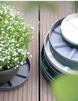Pot bunga plastik bulat tahan lama dengan nampan bawah piring untuk halaman taman rumah atau desain unik kamar anak