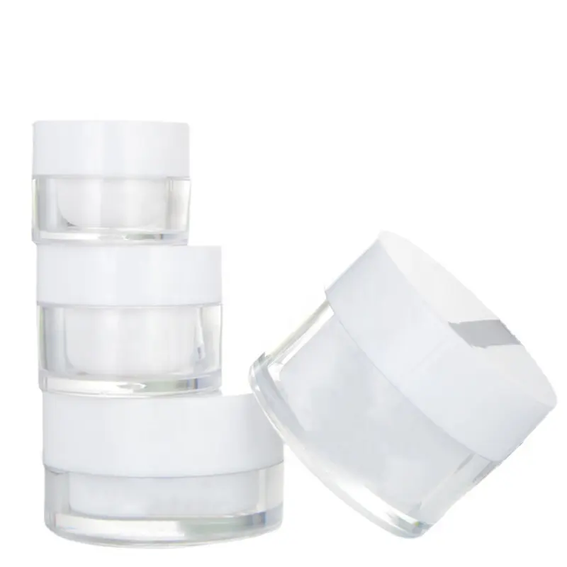 Pot de luxe transparent à double paroi de 1oz 10g 15g 30g 50g Pot cosmétique en plastique pour poudre acrylique et crème Récipient d'emballage avec couvercle