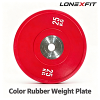 Disque de musculation en caoutchouc coloré 5-25 kg, revêtement en caoutchouc vierge, trou de 2 pouces, moyeu en acier, marquage KG LB pour salle de sport et fitness, OEM