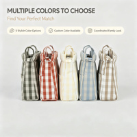 Sac de rangement pour poussette à motif à carreaux OEM/ODM, MOQ 200 pièces, plusieurs couleurs, sac de rangement pour poussette en coton doux