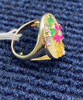 Bague Disque Fleur Multicolore Vintage Exquise en Gros, Idéale pour Fêtes et Cocktails, Bijoux Personnalisés en Argent Sterling 925