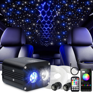 Kit de plafonnier de voiture à double couleur 20W, effet scintillant, fibres optiques RGBW, lumières étoilées pour voiture avec Bluetooth et télécommande - Product Image 1