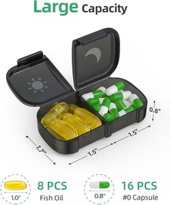 Pastillero Semanal con Compartimentos para la Mañana y la Noche, Organizador de Pastillas con 7 Compartimentos Diarios, Estuche de Almacenamiento Negro - Product Image 3