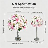 Boule de fleurs artificielles grande taille en gros, mélange de roses en soie et d'hortensias pour la décoration de tables de mariage et de banquets