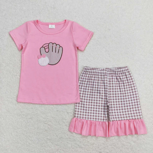 Vêtements d'été en gros Longlv pour bébés et tout-petits, filles et garçons, ensembles décontractés en Spandex/Coton avec broderie baseball, pour frères et sœurs - Product Image 2