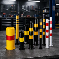 Poteau de sécurité à bride ronde avec anneau de fixation pour chaîne, poteau de signalisation pour contrôle des accès et protection anti-collision