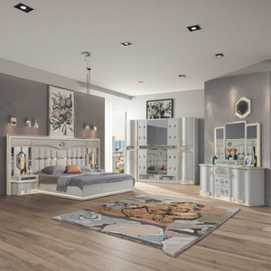 Ensemble de lit complet le plus récent pour adultes, style appartement, mobilier de <span class=keywords><strong>chambre</strong></span> d'hôtel avec armoire king size et fonctions de rangement personnalisables - Product Image 4