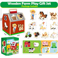 Jouets de ferme en bois Montessori pour bébés, jeu d'association de formes d'animaux, puzzle éducatif précoce pour enfants