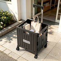 Chariot de transport portable sur roues en PP sur mesure avec une capacité de 45 L pour la cuisine, les aliments, les voyages en camping en plein air, chariot pliable