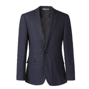 Abito Slim britannico di fascia alta abito <span class=keywords><strong>gessato</strong></span> di lana <span class=keywords><strong>blu</strong></span> abito da sposa sposo maschile da uomo - Product Image 6