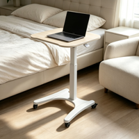 Table mobile réglable en hauteur pour petits espaces, bureau d'ordinateur inclinable sur roulettes avec roulettes pour le travail à domicile