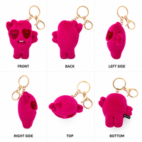 Porte-clés Monstre Rose Mignon en Peluche, Doux et Moelleux, Écologique et Durable, Breloque de Sac, Yeux en Cœur, Mini Animal en Peluche, Logo Personnalisé, Unisexe