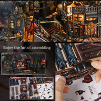 Kit Fai-da-Te per Miniatura di Taverna Europea Tagliata al Laser, Puzzle 3D in Legno, Casa delle Bambole con Stampa UV, Regalo Antistress