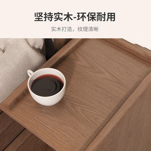 Table de chevet minimaliste en bois massif à 2 tiroirs, ultra-étroite, pour chambre à coucher - Product Image 4