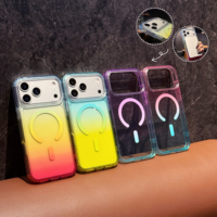 Funda Transparente Degradada para iPhone 17 18 Pro Max, Funda Protectora Magnética a Prueba de Golpes con Carga Inalámbrica, Cubierta de TPU y PC Colorida