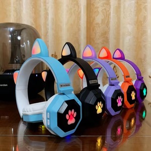 Blitzlicht Nette Katze über Ohr Kopfhörer Drahtlos mit Mikrofon LED Kinder Mädchen Stereo Telefon Musik Bluetooth Headset Gamer Geschenk - Product Image 6