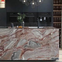 Dalles de marbre moderne en pierre naturelle Arabescato Orobico Rosso Monica Red pour panneaux muraux, dessus de table, îlots de cuisine et salles à manger de villas