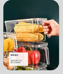 塑料可重新密封的大型可折叠热可堆叠食品储存容器，用于食品冰箱储物盒组织器