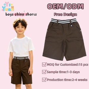 Shorts en sergé de coton décontractés pour garçons, longueur genou, avec ceinture élastique rayée, shorts <span class=keywords><strong>chino</strong></span> pour enfants, multi-poches, shorts de marche pour enfants - Product Image 1