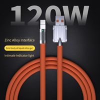 Câble de charge en silicone pour téléphone portable Android Type C Micro Data Kabel Câbles de données Usb Charge rapide en alliage de zinc 6A 120W V95