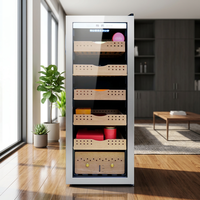 Humidor à cigares professionnel 200L avec compresseur, contrôle stable de l'humidité, étagères en bois de cèdre, refroidisseur à cigares autonome