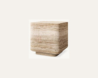 Socle rond naturel Table d'appoint en travertin Colonne Côté lit Coin salon Table d'appoint en marbre