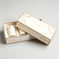 Boîte cadeau en papier personnalisée avec logo en or et argent, impression à chaud, couvercle et base, pour l'emballage de pots de bougies