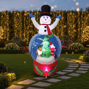Décoration de jardin gonflable de Noël, boule scintillante de 7 pieds, bonhomme de neige, globe gonflable avec lumière LED - Product Image 1