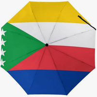 Parapluie pliant entièrement automatique à thème national, motif drapeau culturel, élégant, idéal pour les cadeaux promotionnels des Comores