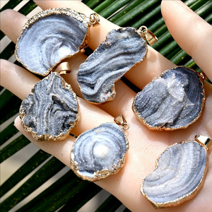 Grosir batu akik tidak beraturan batu alam liontin Druzy kalung untuk wanita DIY kristal kuarsa liontin kalung batu permata perhiasan - Product Image 3
