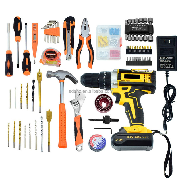 Hot-Selling OEM Drill Machine Set Hand Tools Construction Outdoor Survival Cordless Tool Kits Power Tool Combo Kits Hard Case