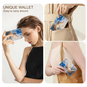 Portefeuille long en cuir PU avec motif artistique tendance, style anglais, plumes, pochette pour passeport et porte-cartes - Product Image 4