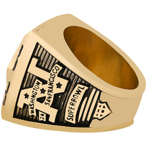 Anello del Campionato 1983 dei Washington Redskins, Anello di Moda in Lega con Cristalli Micro-incastonati, Anello da Uomo Placcato Oro con Motivo Geometrico - Product Image 3