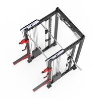 REYK Cage de musculation commerciale, Machine Smith, Appareil d'entraînement multifonctionnel, Équipement de force pour salle de sport, Système à double poulie, Rack réglable