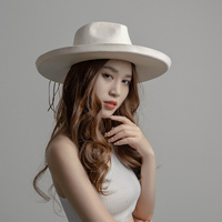 Chapeau Fedora en feutre de laine 100% SY HATS avec garniture de ceinture colorée, chapeau en feutre à large bord, fabrication OEM disponible
