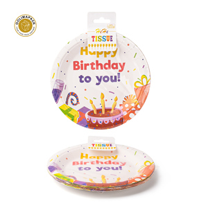 OOLIMAPACK Eco-Friendly Biodegradable Food Grade Colorful Round Paper Plate for Birthday Party