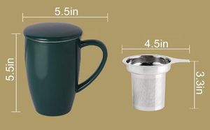 Taza de Té de Porcelana con Infusor y Tapa, Taza de Cerámica para Té con Filtro, Taza para Té de Hojas Sueltas - Product Image 4