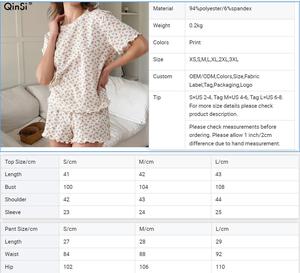 QINSI ressorts vêtements à volants pyjamas col rond manches courtes vêtements <span class=keywords><strong>de</strong></span> salon Pointelle imprimé fleuri Pj ensembles pour femmes <span class=keywords><strong>chemise</strong></span> <span class=keywords><strong>de</strong></span> <span class=keywords><strong>nuit</strong></span> - Product Image 6