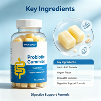 Gommes probiotiques à mâcher pour la santé digestive et immunitaire, complément alimentaire pour enfants, hommes, femmes, OEM, ODM, étiquette privée, sur mesure