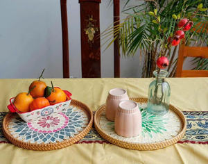 ถาดหวายทอด้วยมือสไตล์ญี่ปุ่นงานสานมือสไตล์วินเทจเป็นมิตรต่อสิ่งแวดล้อมของตกแต่งบ้านอาหาร - Product Image 2