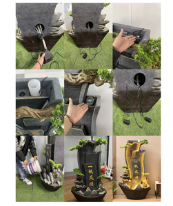 Ingrosso elefante e cascata indiana decorazione fontana interna nuovo stile cinese grande elemento elettrico dell'acqua fortunata da parete in resina - Product Image 6