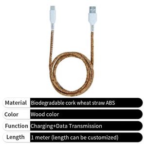 2025 Wholesale Biodegradable Cork <b>Cable</b> Type C Eco-friendly Portable Fast Charging Data <b>Cable</b> for Phone - Product Image 2