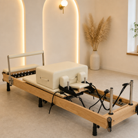 Machine de Pilates Reformer Pliante en Chêne - Équipement de Studio de Pilates Réglable, Écologique, Portable et Durable
