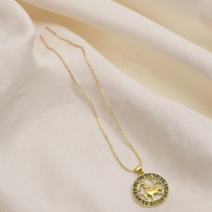Hengdian Constellation Series Venta caliente 18K chapado en oro Aries enlace cadena collar clásico Lucky Passion joyería al por mayor - Product Image 3