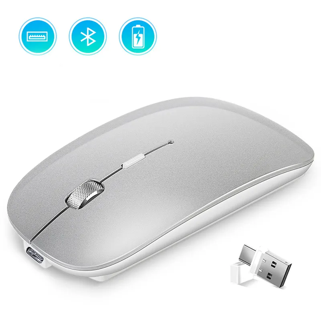 Super Slim 2.4G BT Receiver 1600 DPI Optimal Gaming Wireless Optical Mouse with Type-C USB Custom Logo Cheap Price for PC Laptop