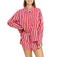 Beefey Wholesale Ensembles de pyjama pour femmes à manches longues et shorts, élégants, classiques, tendance, confortables, respirants, élégants et à devant lisse