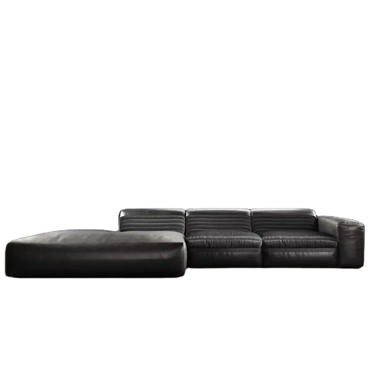 Hot Selling Living Room Modular Sofa Sectional Modern Couch Sets Italian Designs Black Leather Sofa